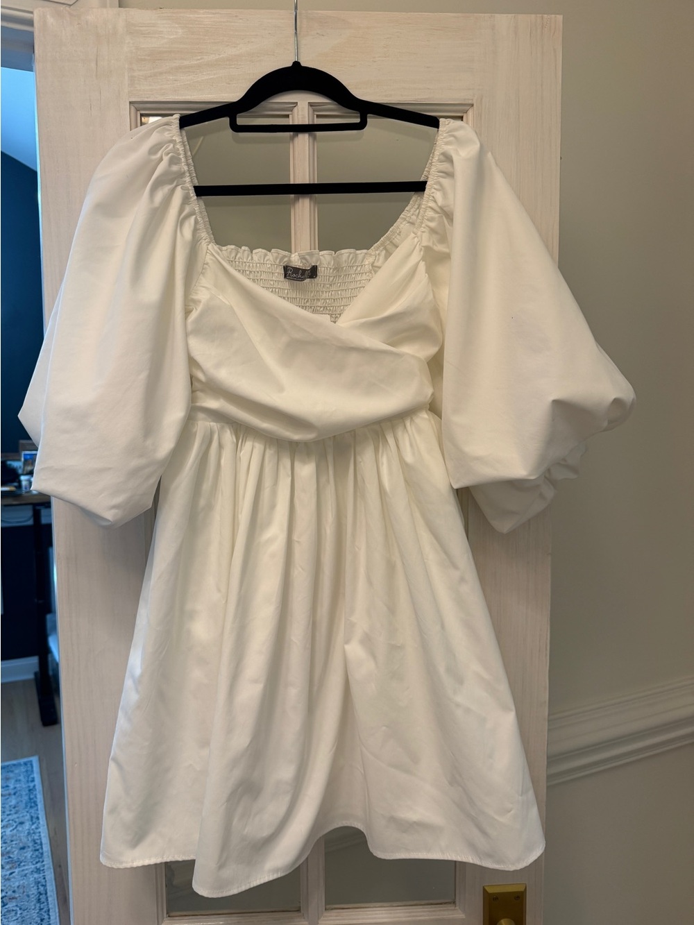White Puff Sleeve Mini Dress